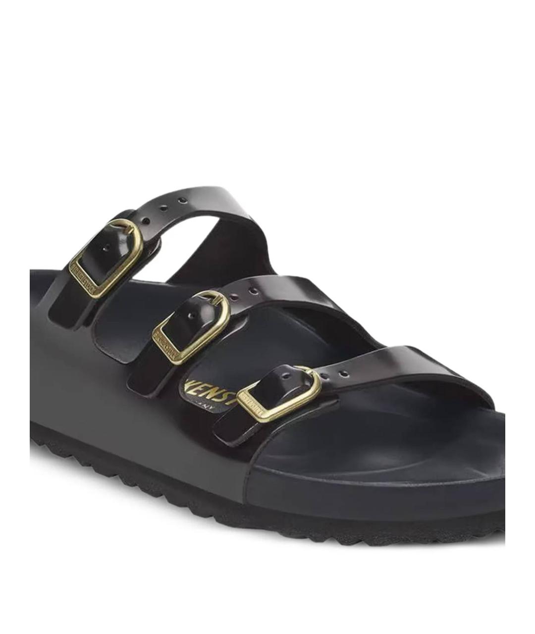 BIRKENSTOCK Черные сандалии из лакированной кожи, фото 4