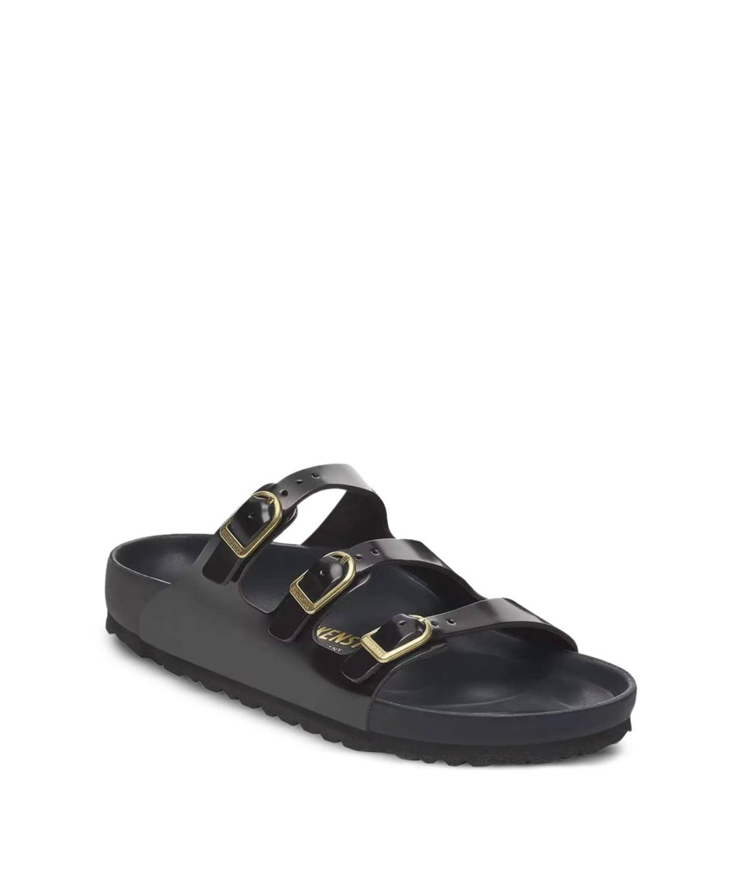 BIRKENSTOCK Черные сандалии из лакированной кожи, фото 2