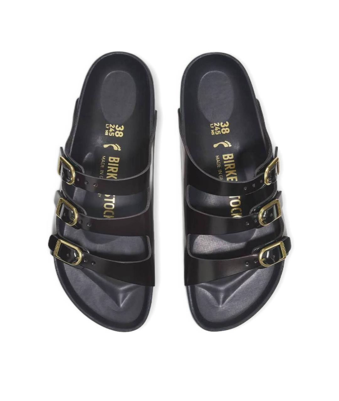 BIRKENSTOCK Черные сандалии из лакированной кожи, фото 3