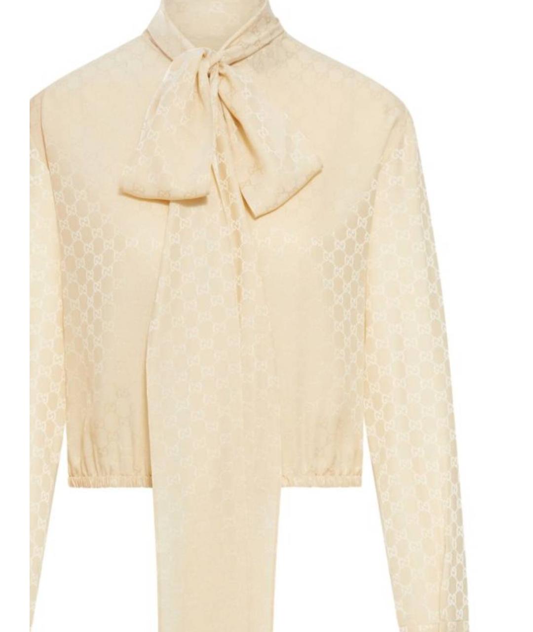 GUCCI Бежевая шелковая блузы, фото 2