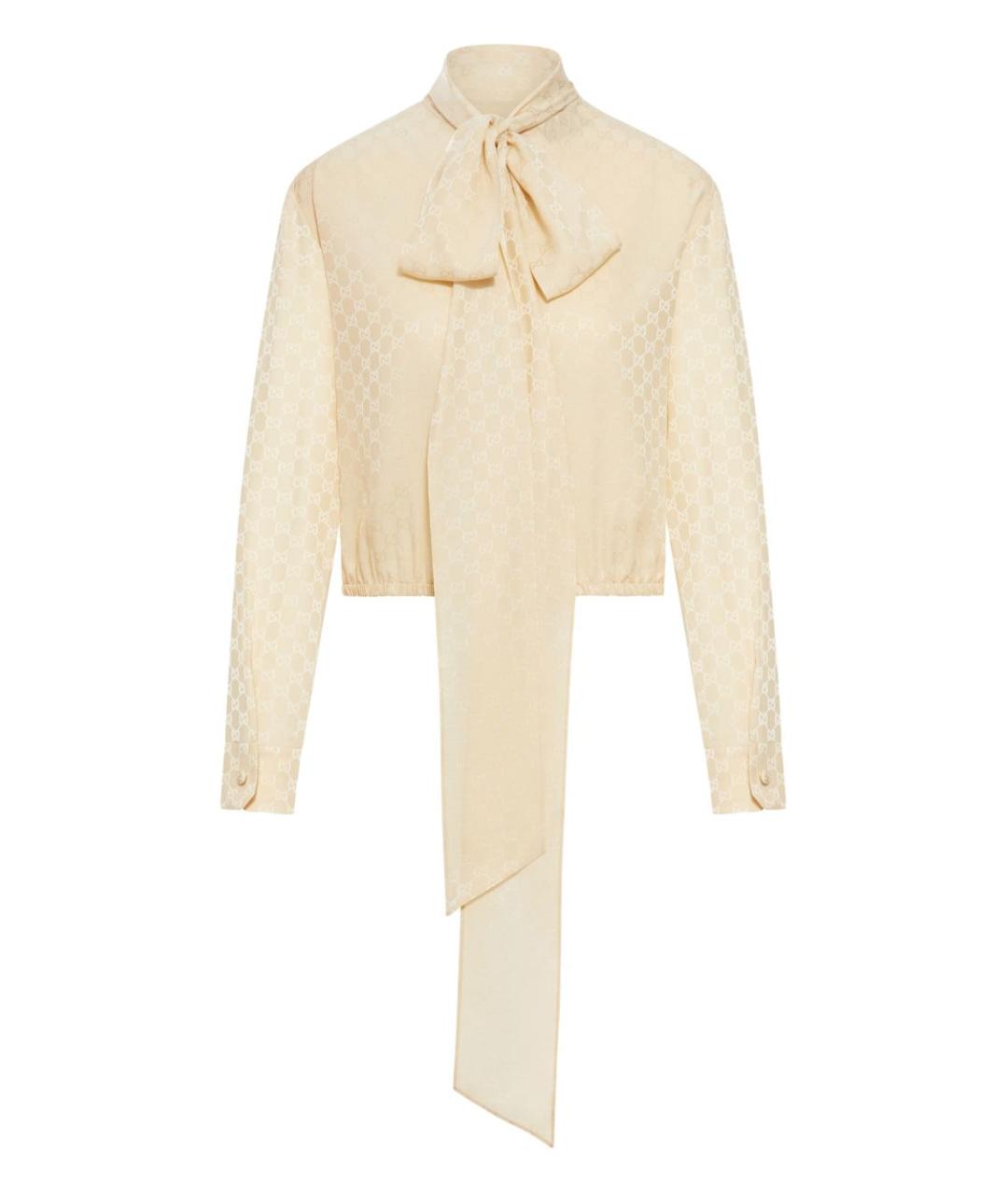GUCCI Бежевая шелковая блузы, фото 1