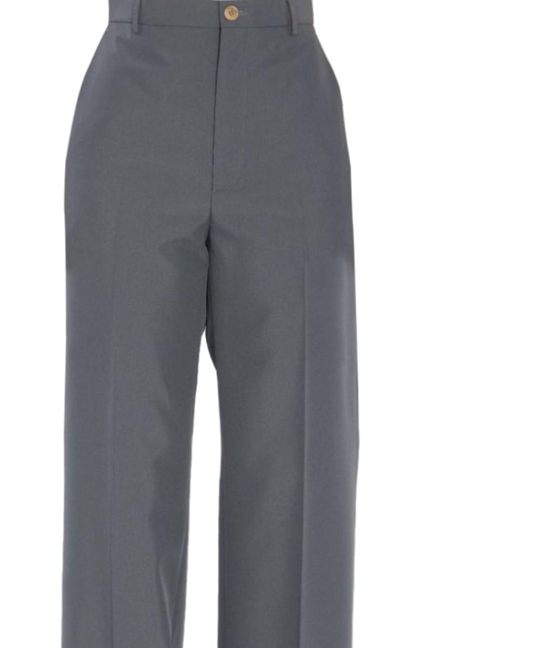 GUCCI Серые полиэстеровые прямые брюки, фото 2