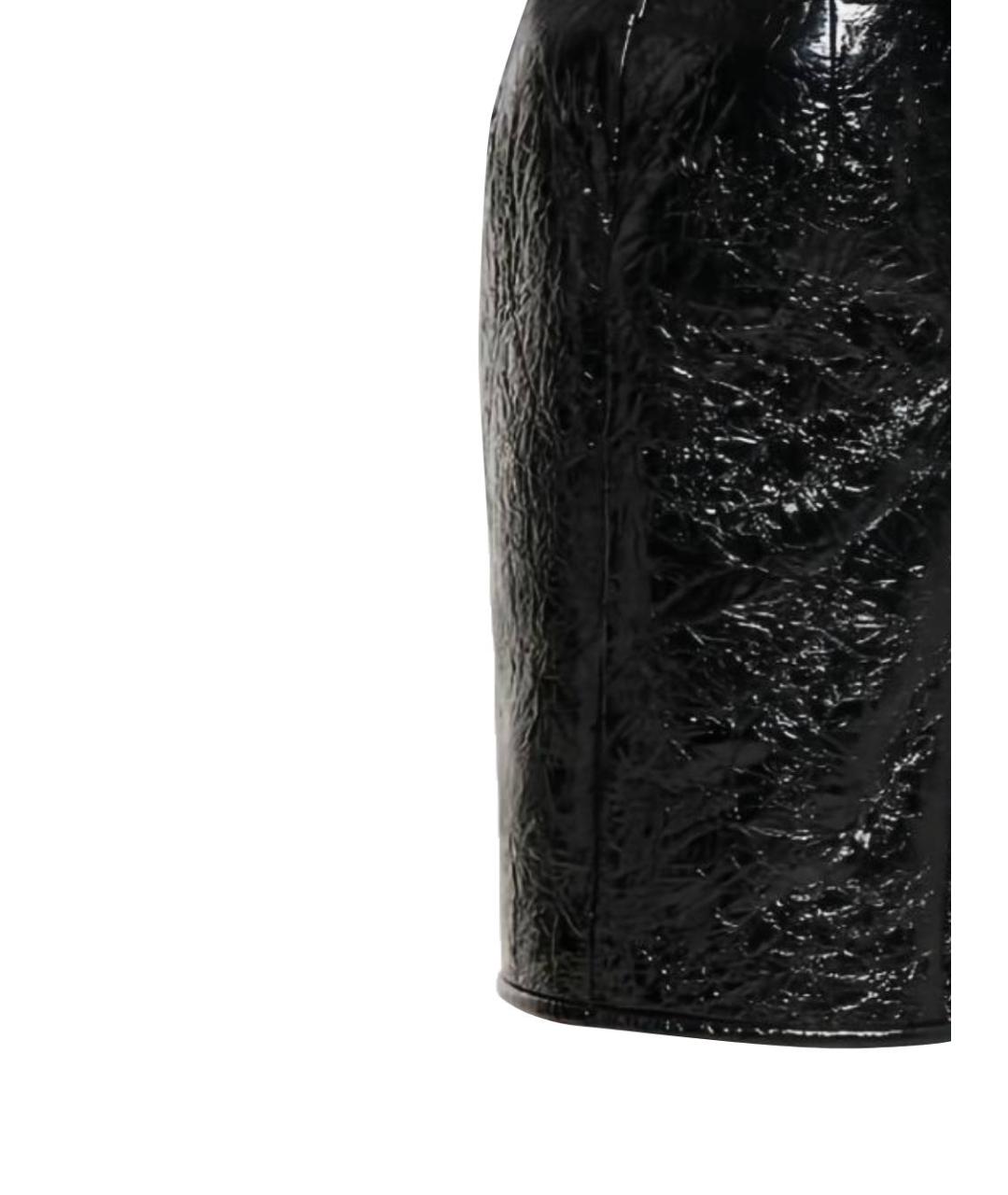 GUCCI Черная кожаная юбка миди, фото 3