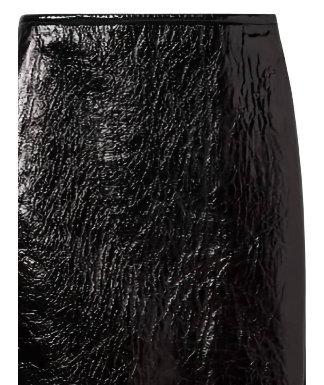 GUCCI Черная кожаная юбка миди, фото 2