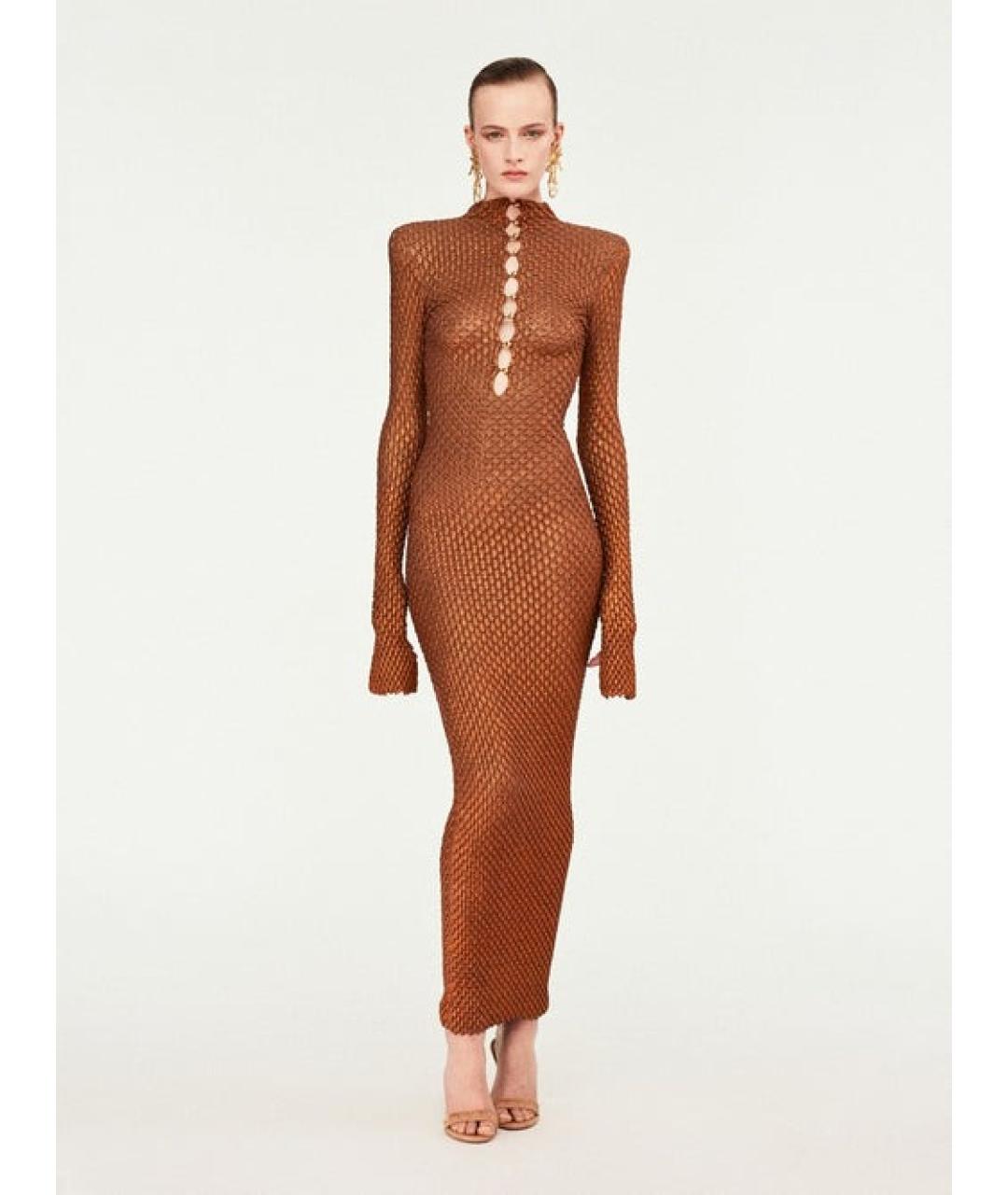 SCHIAPARELLI Коричневое вискозное платье, фото 3