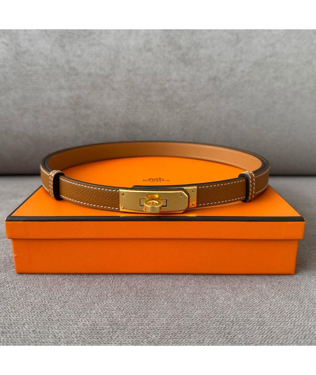HERMES Коричневый кожаный ремень, фото 2