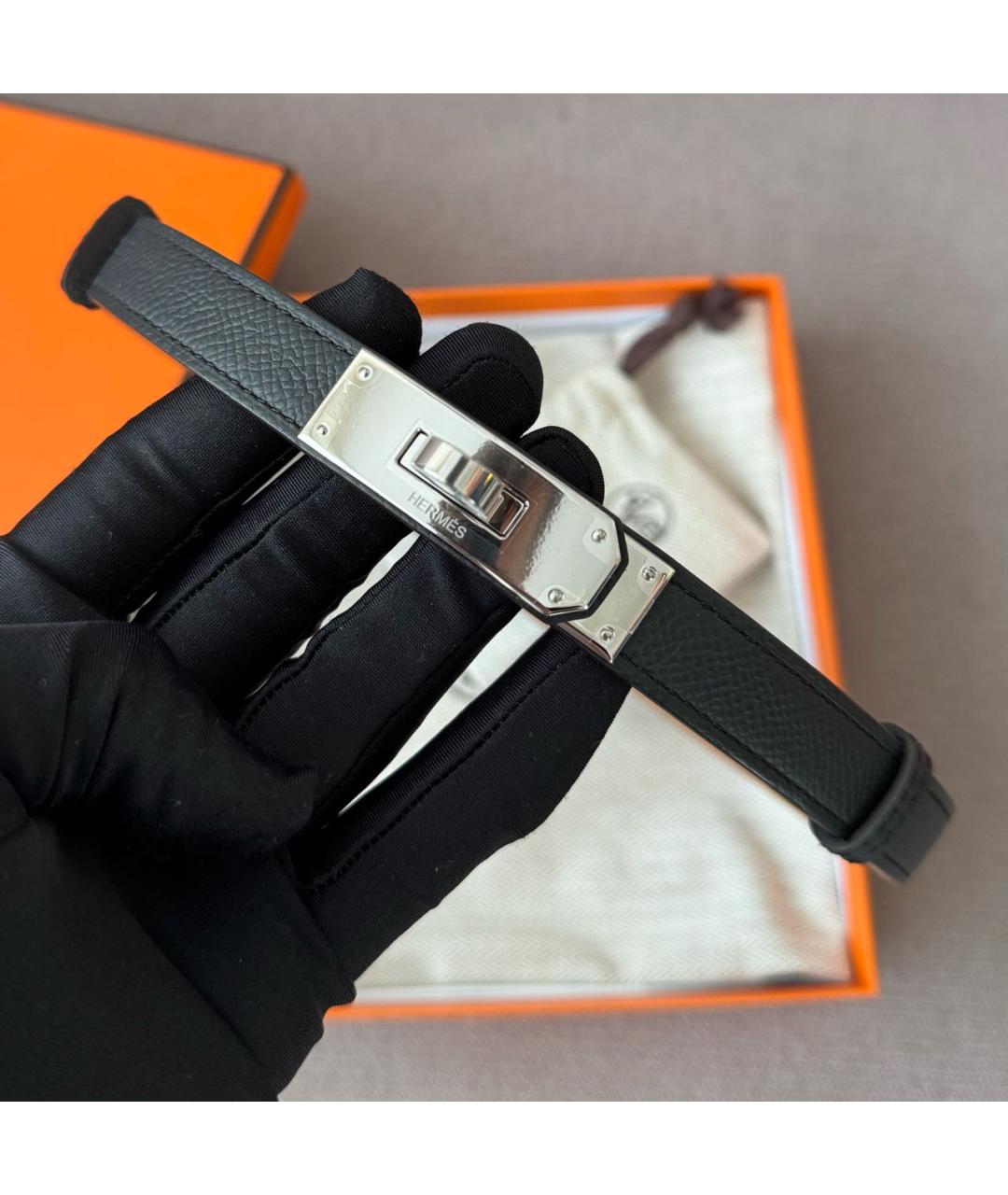 HERMES Черный кожаный ремень, фото 3