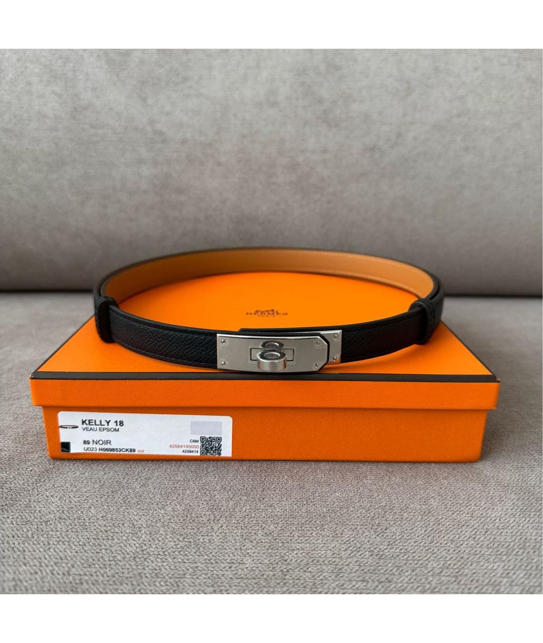 HERMES Черный кожаный ремень, фото 2