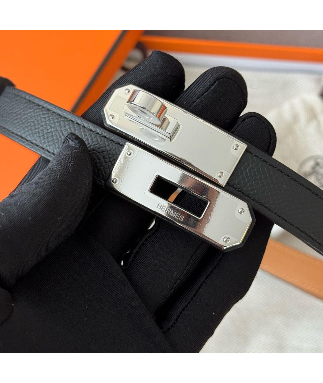 HERMES Черный кожаный ремень, фото 4