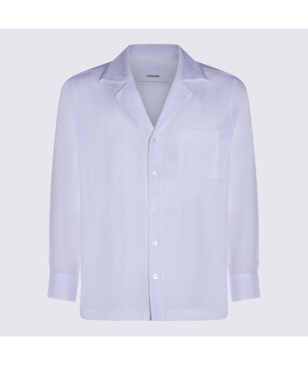 LARDINI Белая льняная кэжуал рубашка, фото 5