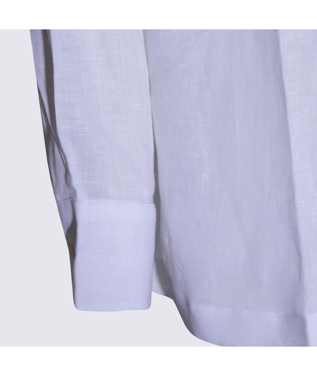 LARDINI Белая льняная кэжуал рубашка, фото 4