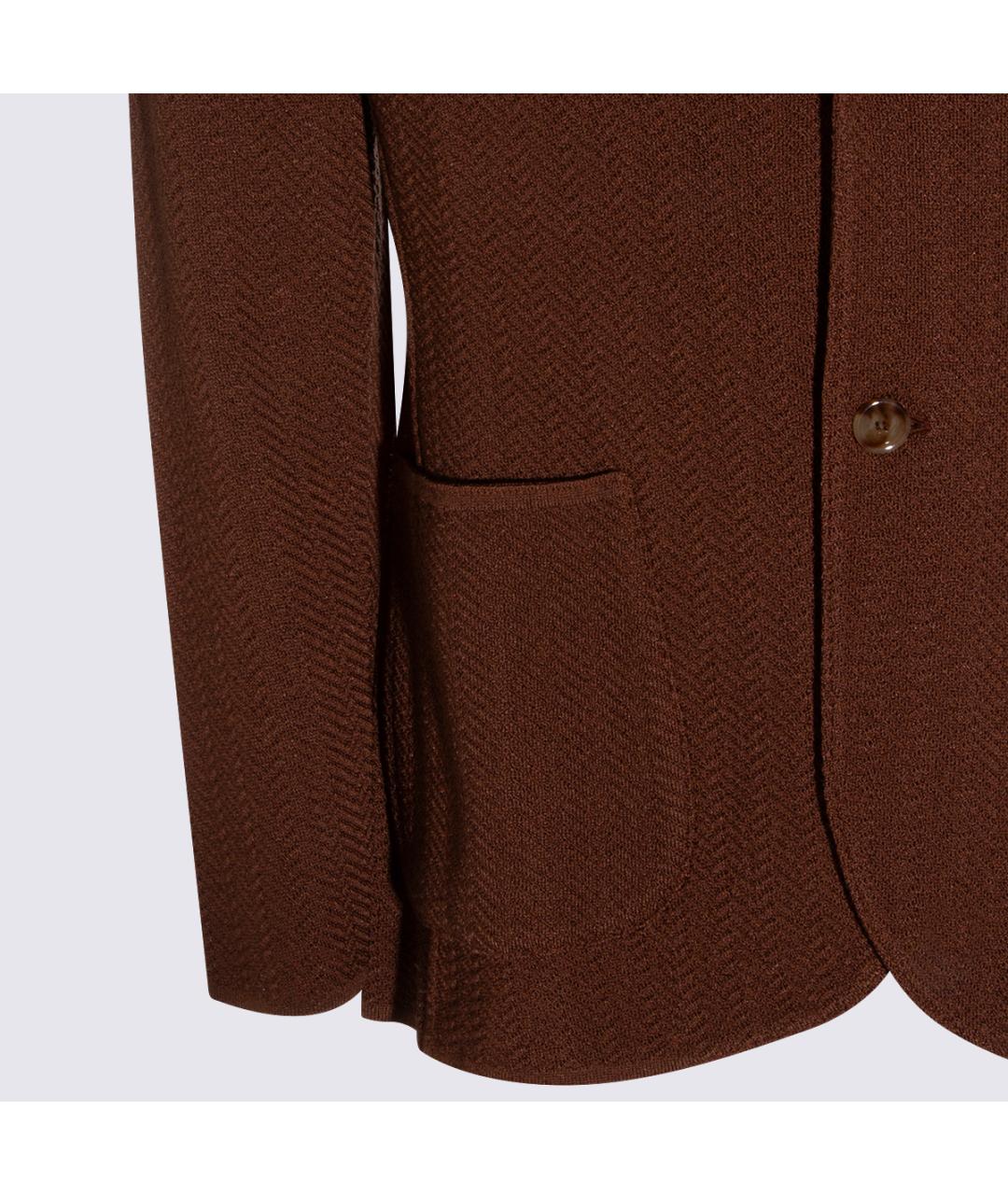 LARDINI Коричневый хлопковый пиджак, фото 4