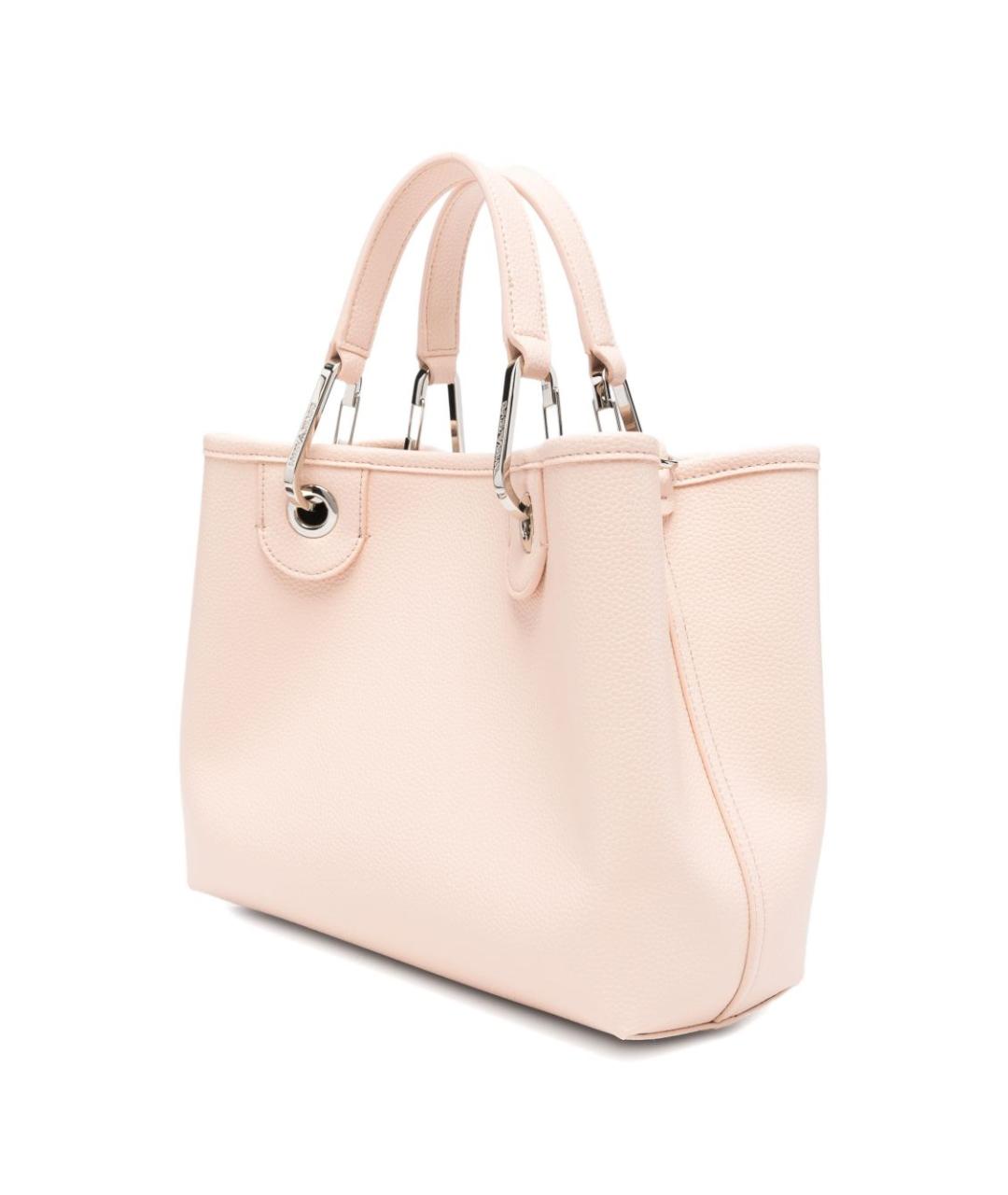 EMPORIO ARMANI Розовая сумка тоут из искусственной кожи, фото 4