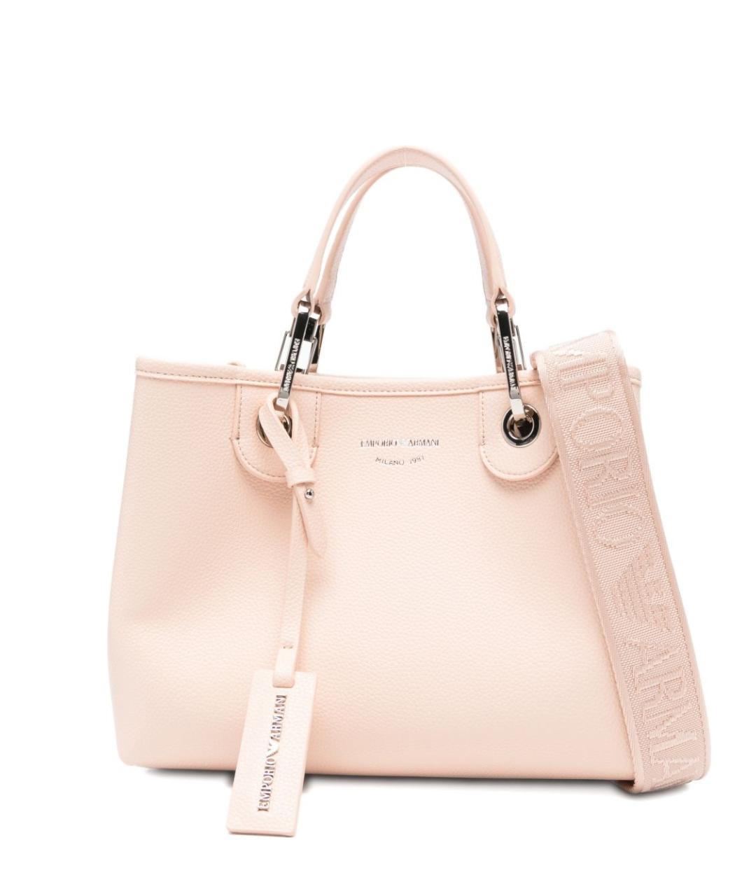 EMPORIO ARMANI Розовая сумка тоут из искусственной кожи, фото 1