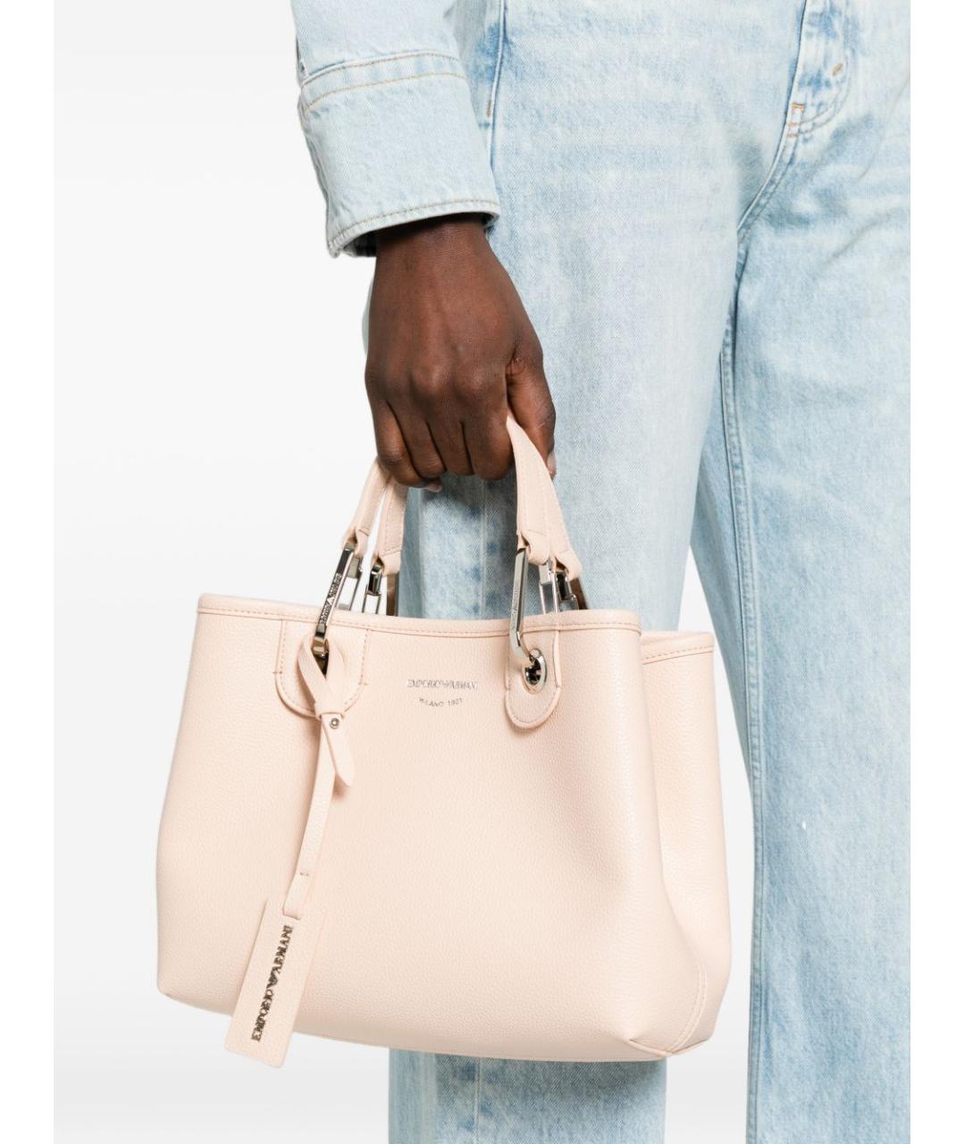 EMPORIO ARMANI Розовая сумка тоут из искусственной кожи, фото 2