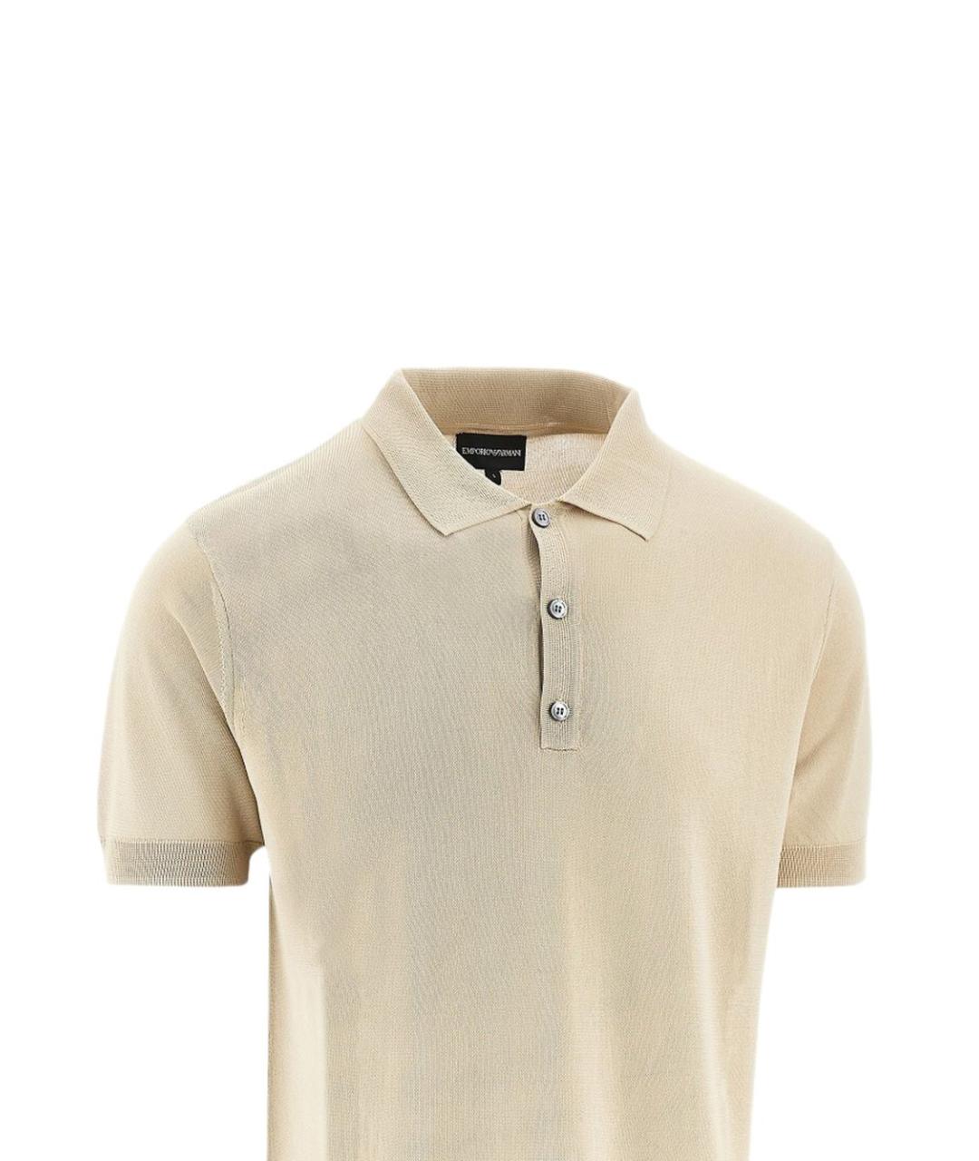 EMPORIO ARMANI Бежевое вискозное поло с коротким рукавом, фото 2