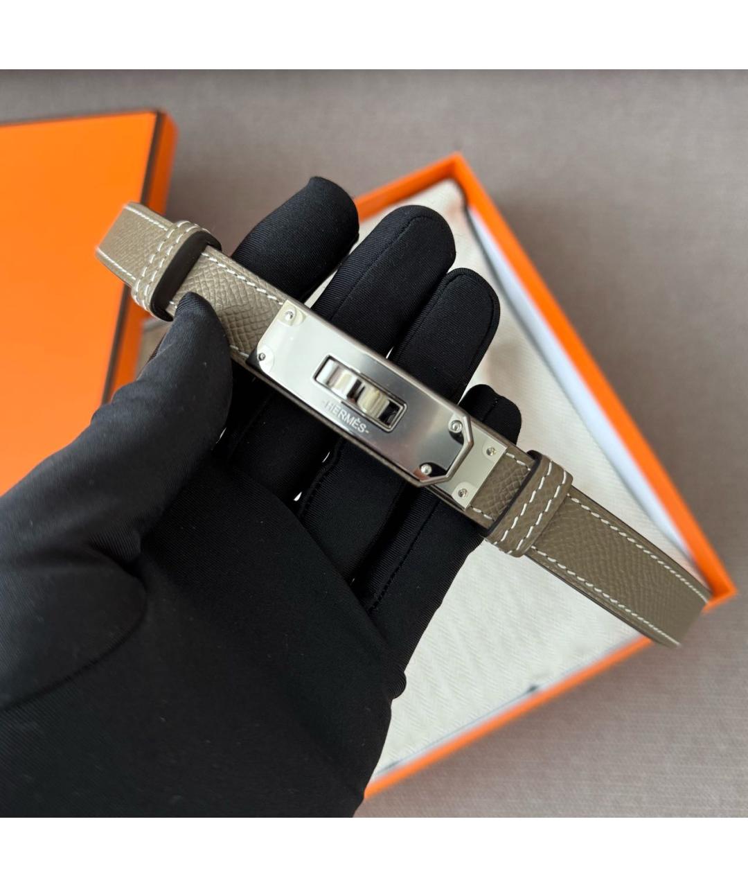 HERMES Антрацитовый кожаный ремень, фото 3