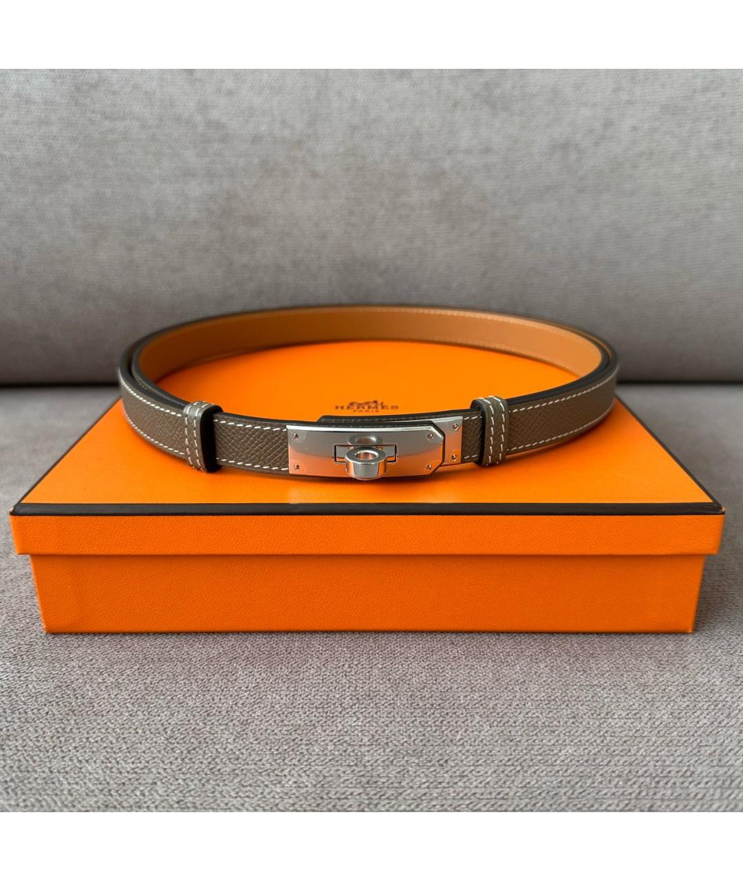 HERMES Антрацитовый кожаный ремень, фото 2