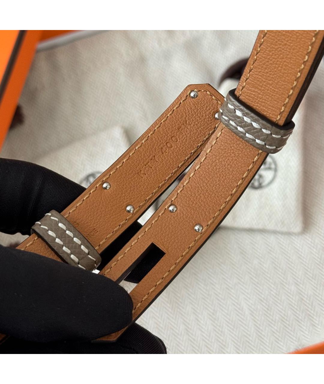 HERMES Антрацитовый кожаный ремень, фото 5