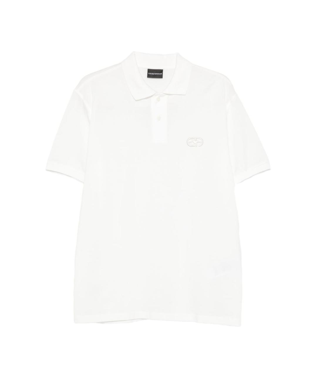 EMPORIO ARMANI Белое хлопковое поло с коротким рукавом, фото 1