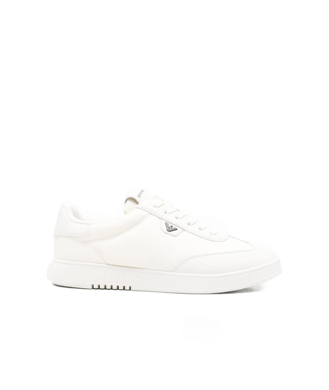 EMPORIO ARMANI Белые кожаные низкие кроссовки / кеды, фото 1