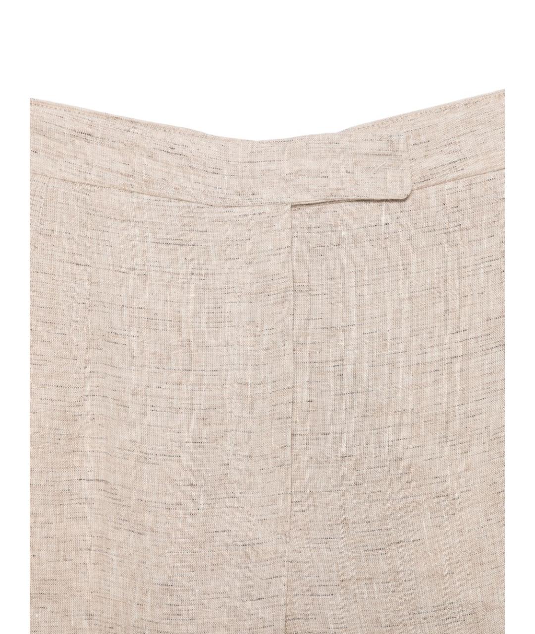 EMPORIO ARMANI Бежевые льняные прямые брюки, фото 3