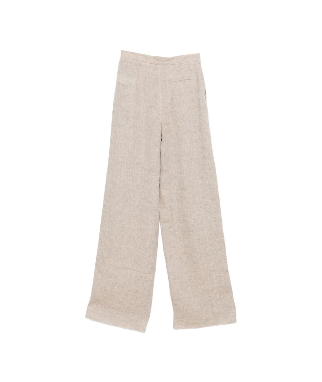 EMPORIO ARMANI Бежевые льняные прямые брюки, фото 2