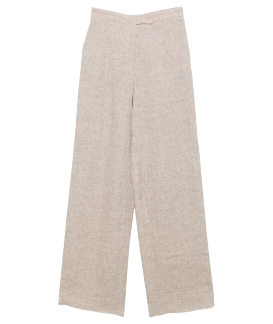 EMPORIO ARMANI Бежевые льняные прямые брюки, фото 1