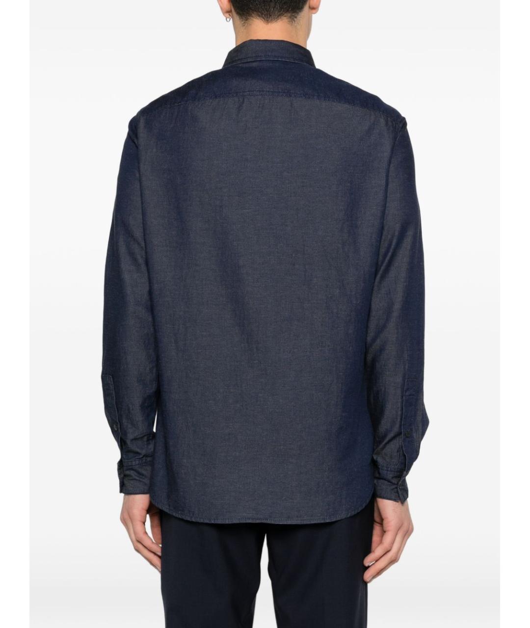EMPORIO ARMANI Синяя хлопковая кэжуал рубашка, фото 5
