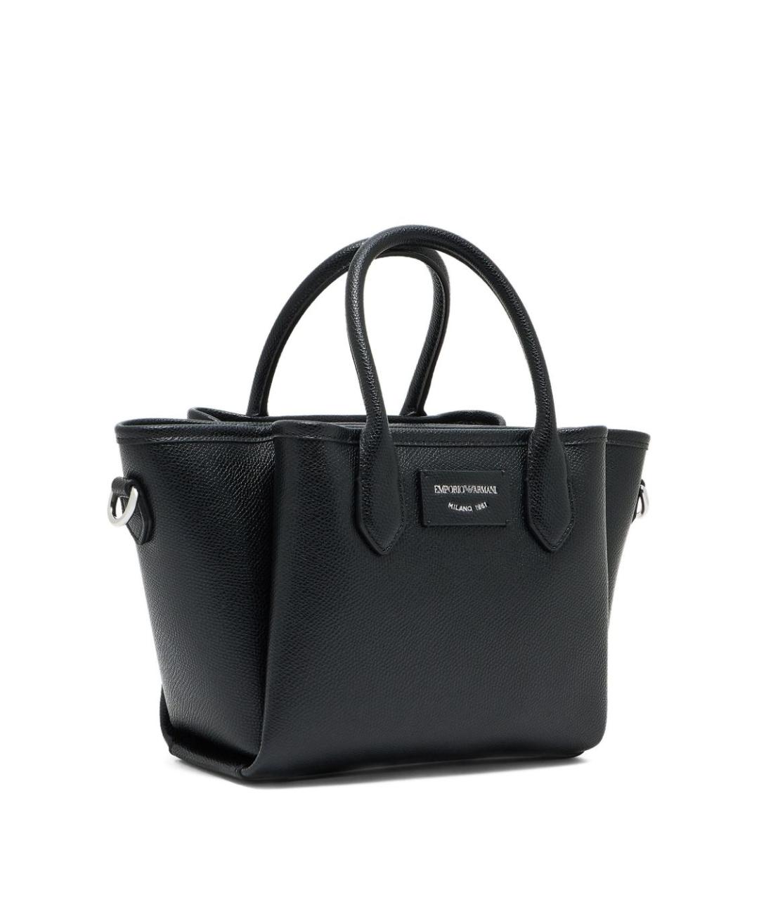 EMPORIO ARMANI Черная сумка тоут из искусственной кожи, фото 4