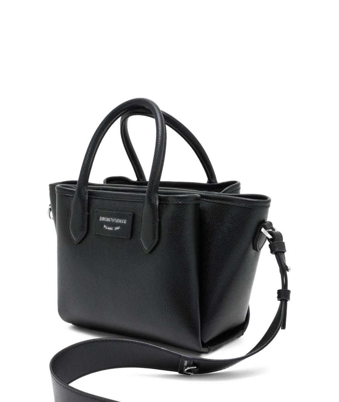 EMPORIO ARMANI Черная сумка тоут из искусственной кожи, фото 5