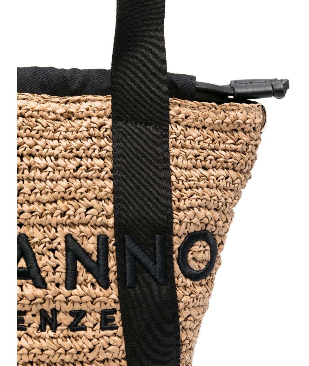 ERMANNO FIRENZE Бежевая пелетеная сумка тоут, фото 4