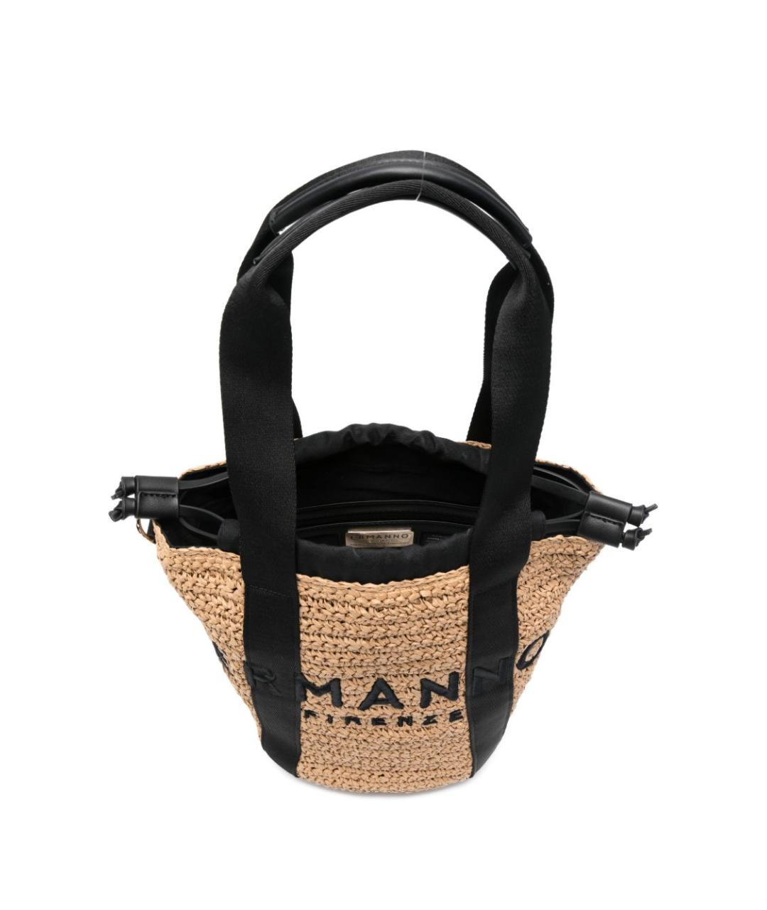 ERMANNO FIRENZE Бежевая пелетеная сумка тоут, фото 3