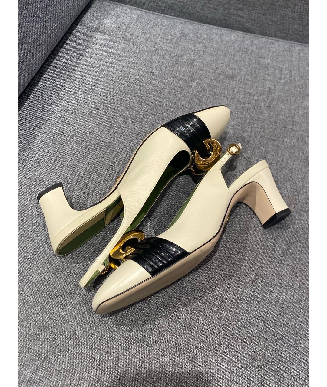 GUCCI Белые кожаные туфли, фото 8