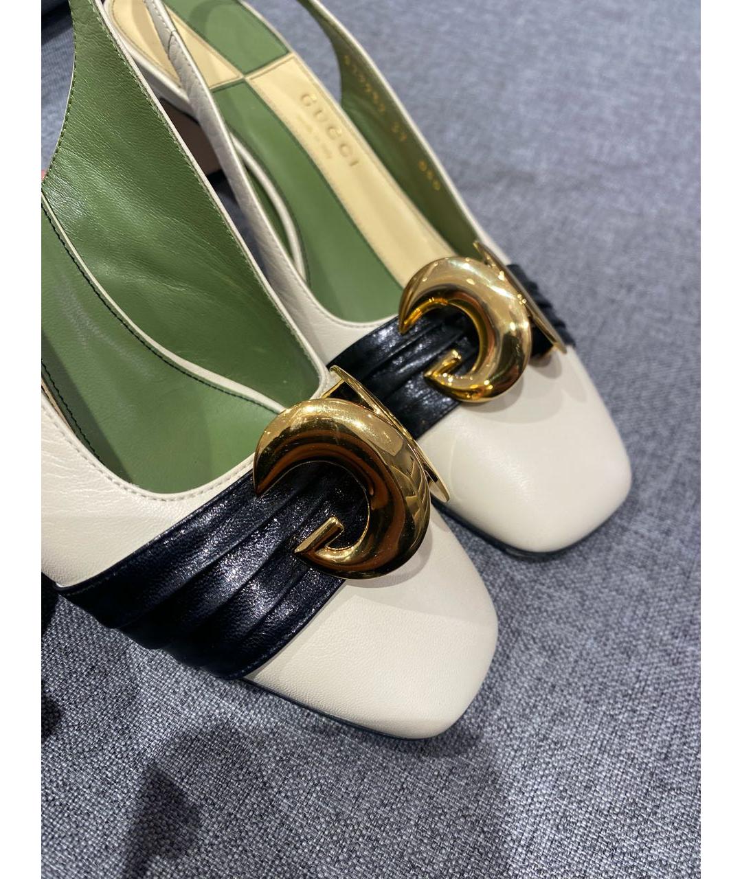 GUCCI Белые кожаные туфли, фото 6