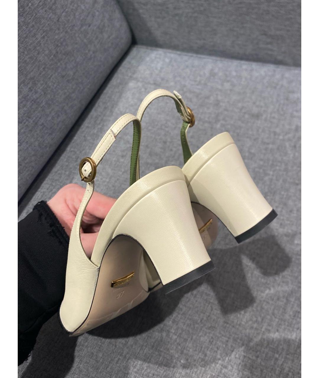 GUCCI Белые кожаные туфли, фото 3