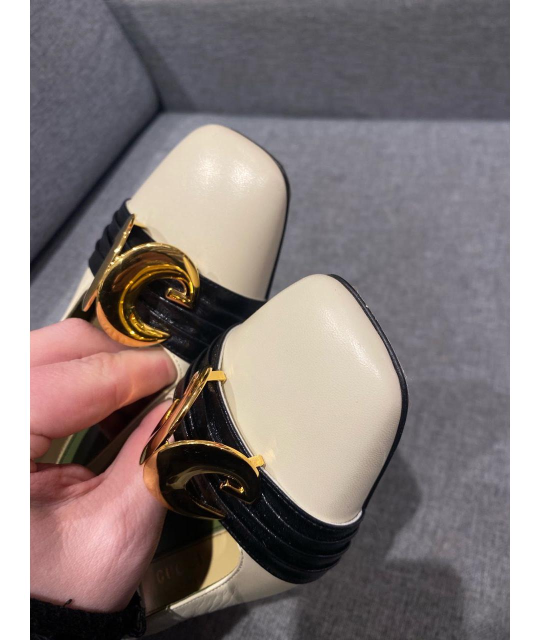 GUCCI Белые кожаные туфли, фото 7