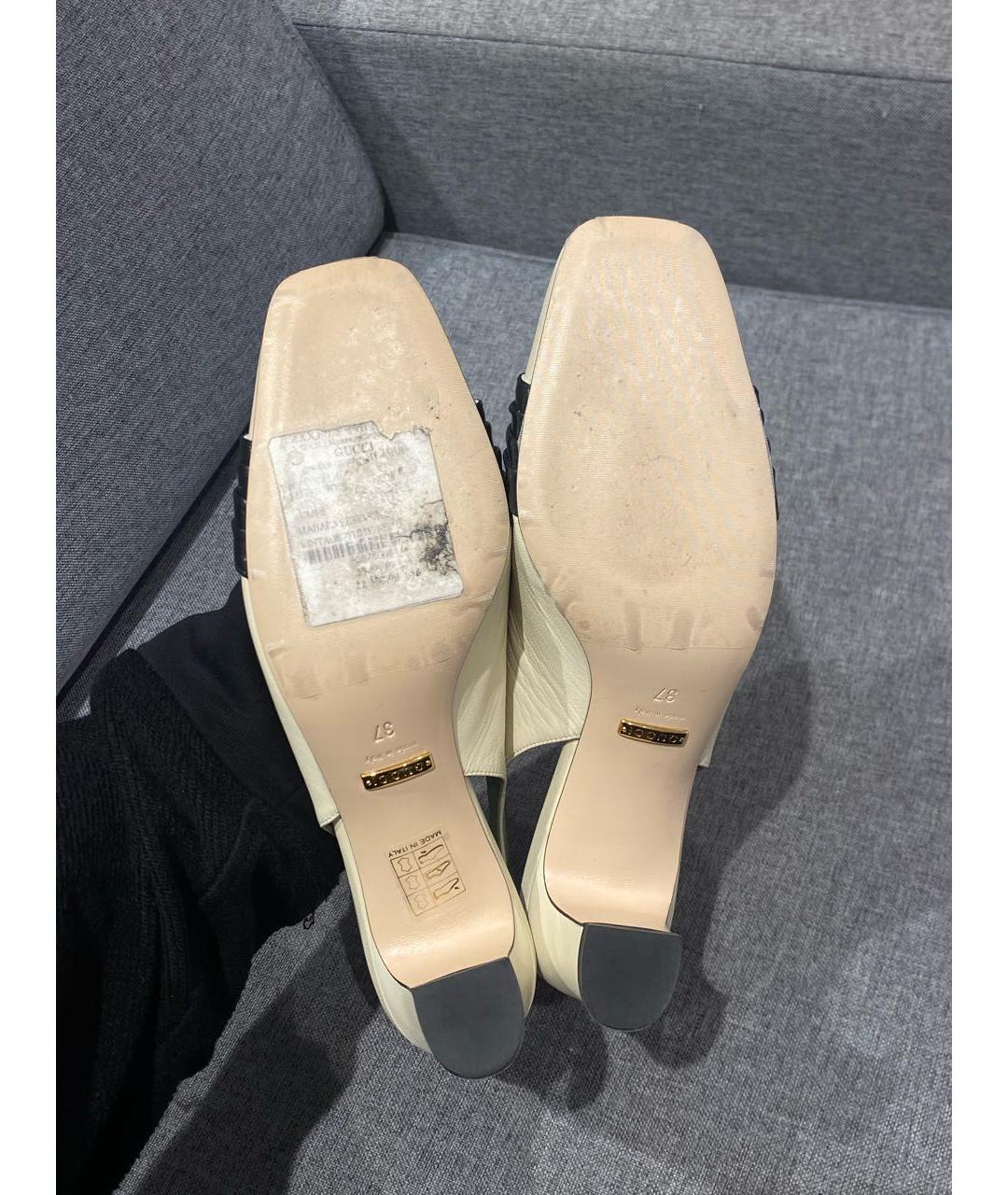 GUCCI Белые кожаные туфли, фото 4