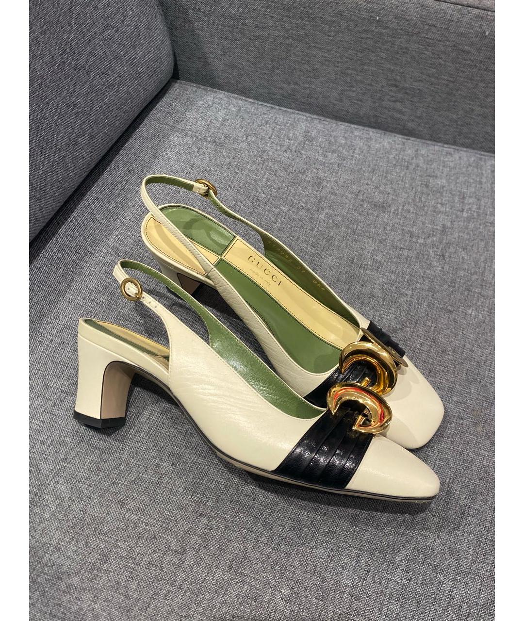 GUCCI Белые кожаные туфли, фото 9