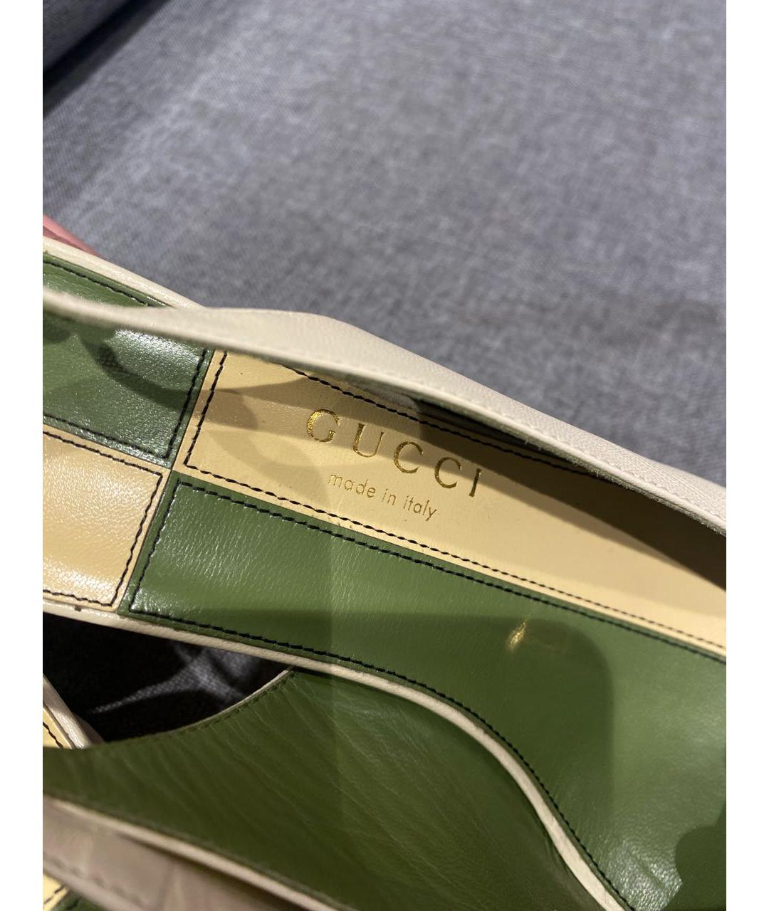 GUCCI Белые кожаные туфли, фото 5