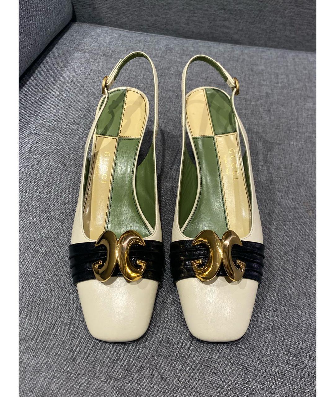 GUCCI Белые кожаные туфли, фото 2