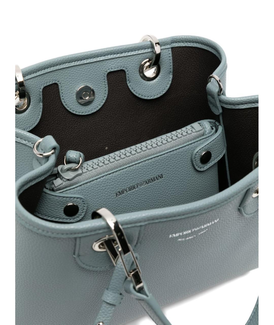 EMPORIO ARMANI Голубая сумка тоут из искусственной кожи, фото 3