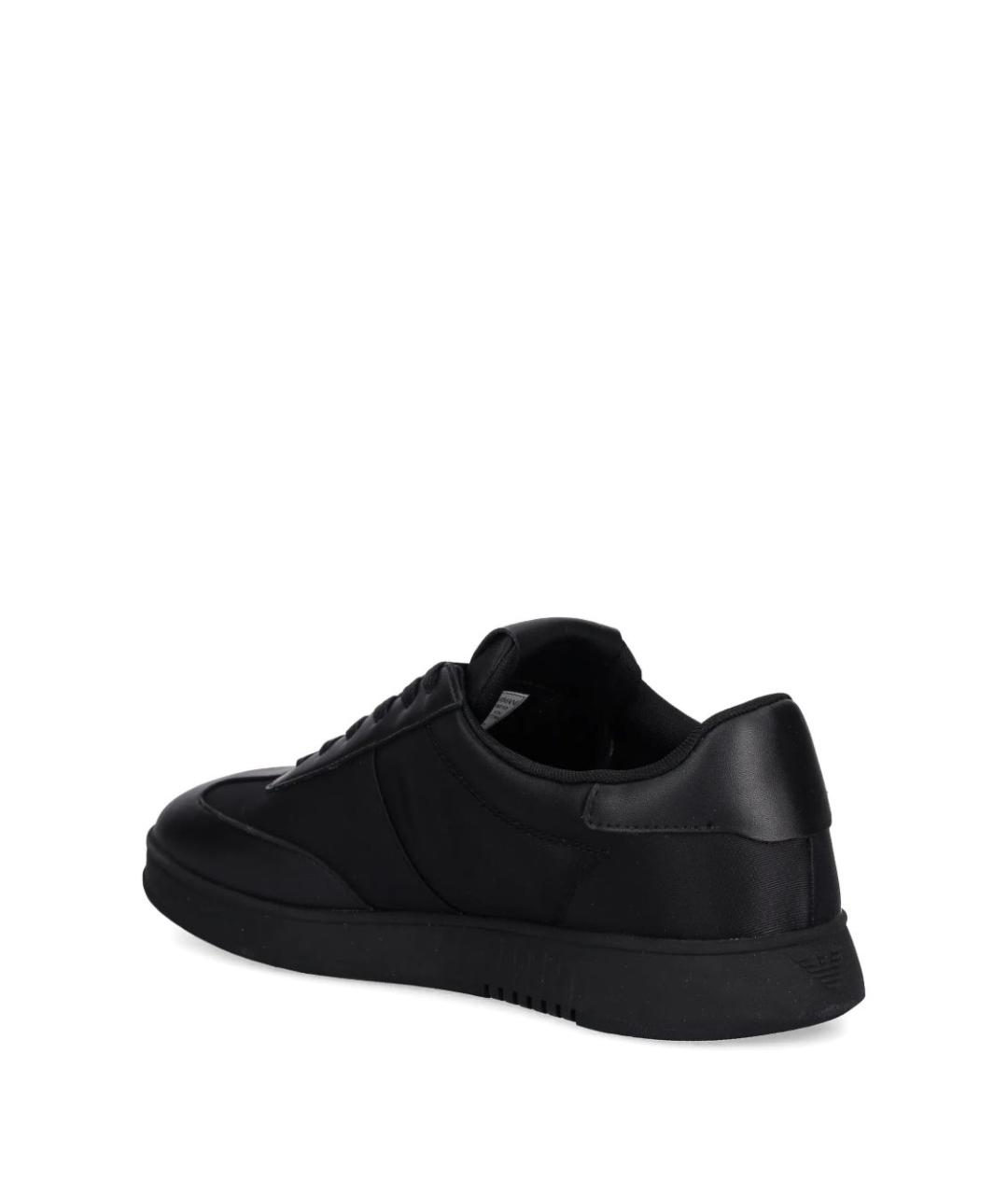EMPORIO ARMANI Черные кожаные низкие кроссовки / кеды, фото 3