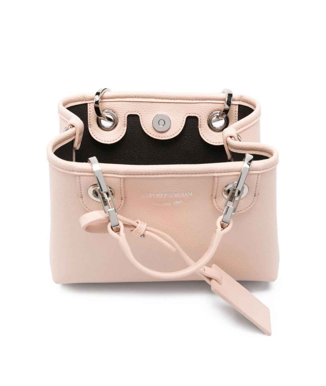 EMPORIO ARMANI Розовая сумка тоут из искусственной кожи, фото 5