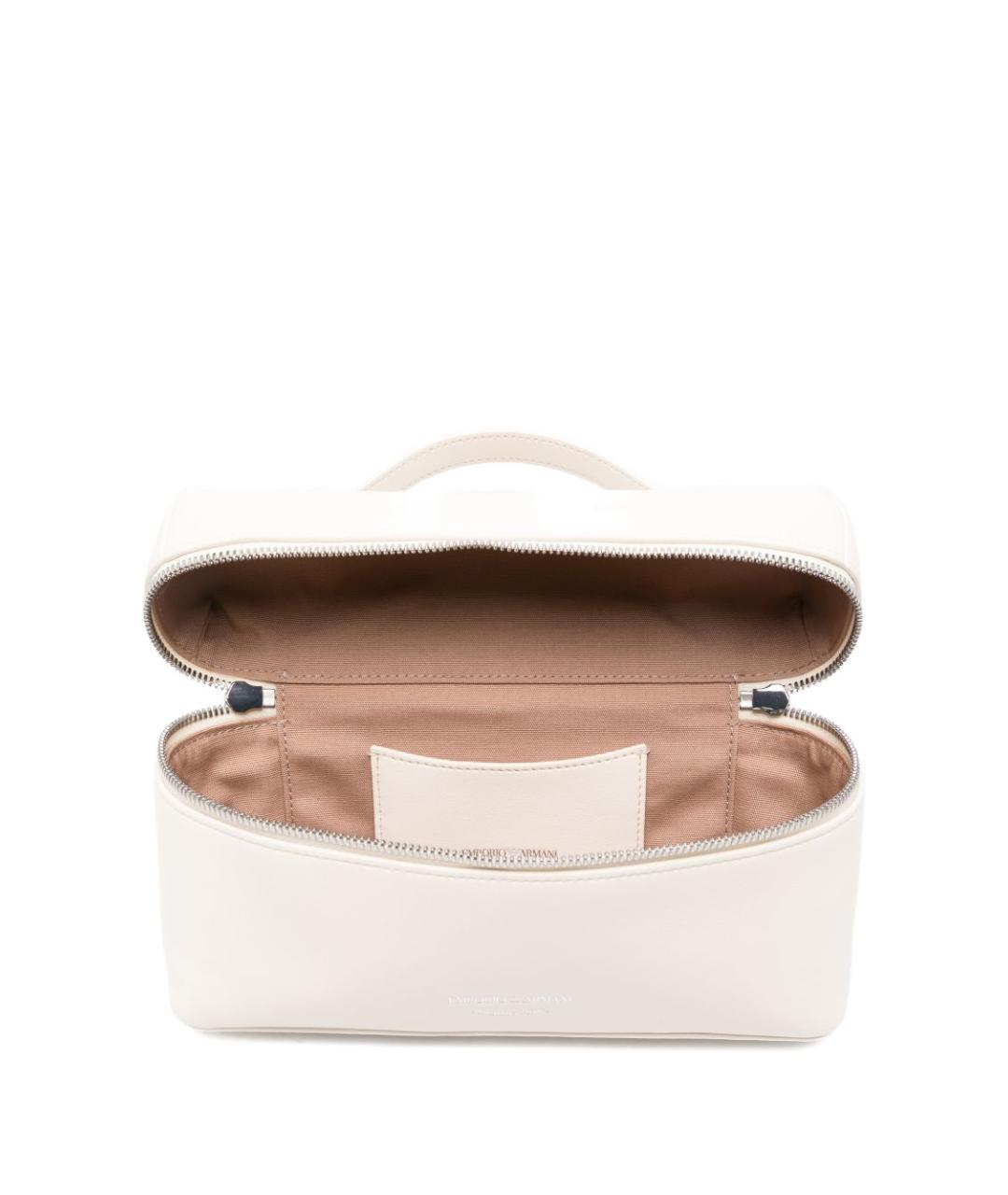 EMPORIO ARMANI Белая кожаная сумка с короткими ручками, фото 4