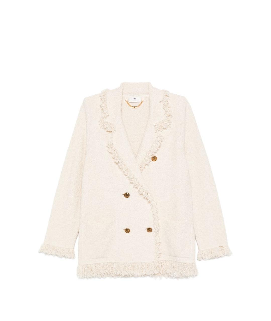 ELISABETTA FRANCHI Бежевый хлопковый жакет/пиджак, фото 6