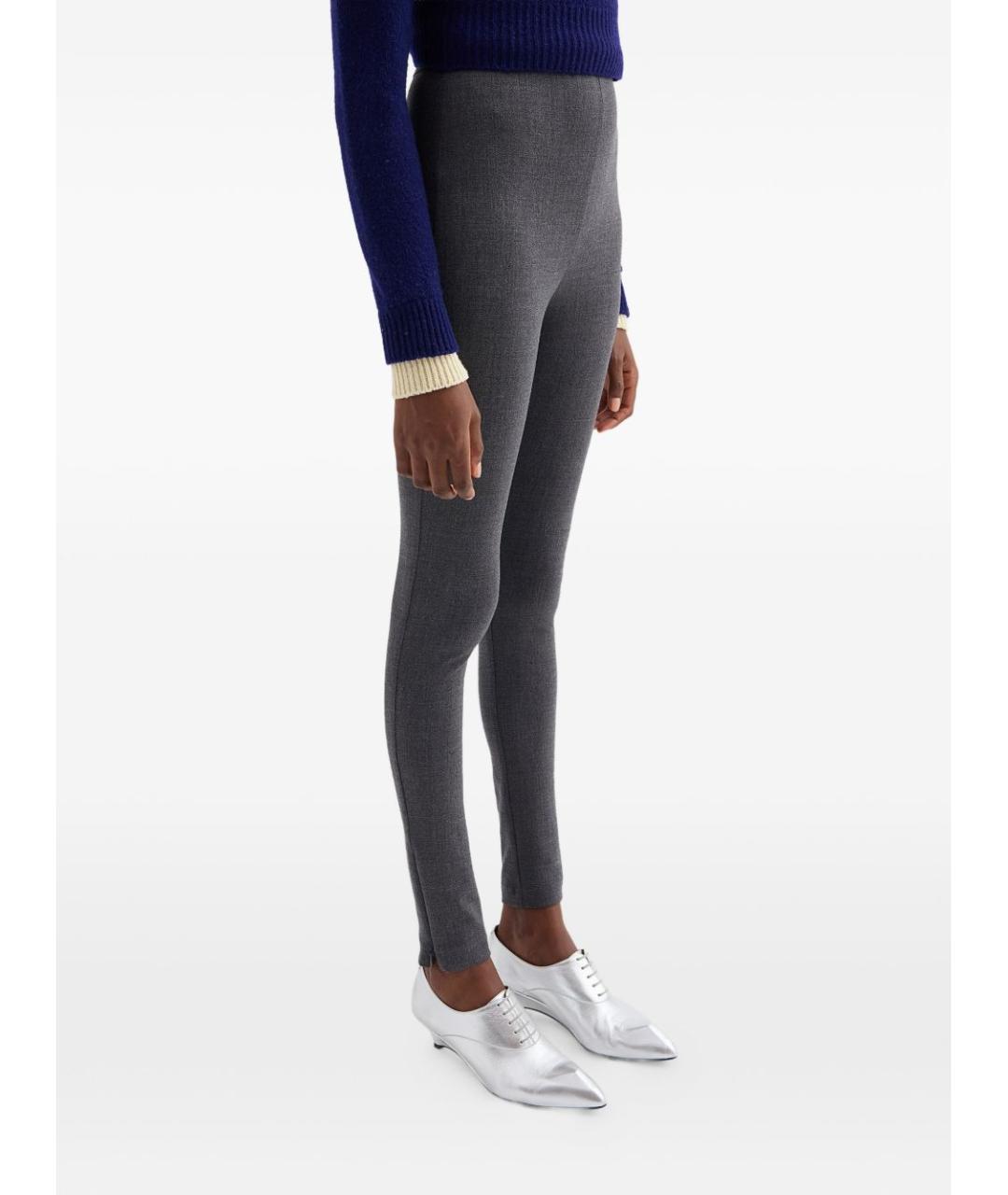 JIL SANDER Серые шерстяные прямые брюки, фото 2