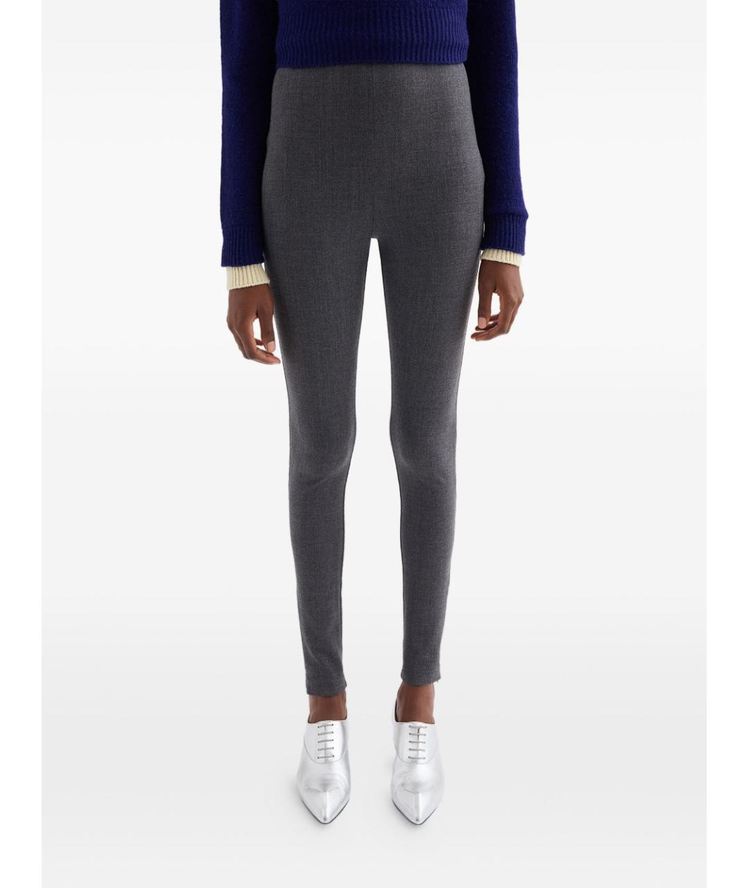 JIL SANDER Серые шерстяные прямые брюки, фото 3