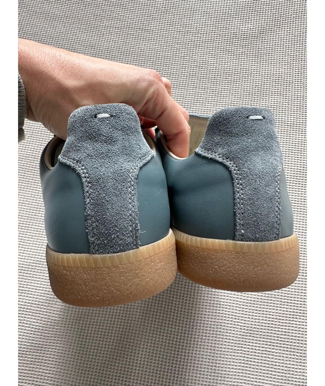 MAISON MARGIELA Голубые кожаные кеды, фото 4