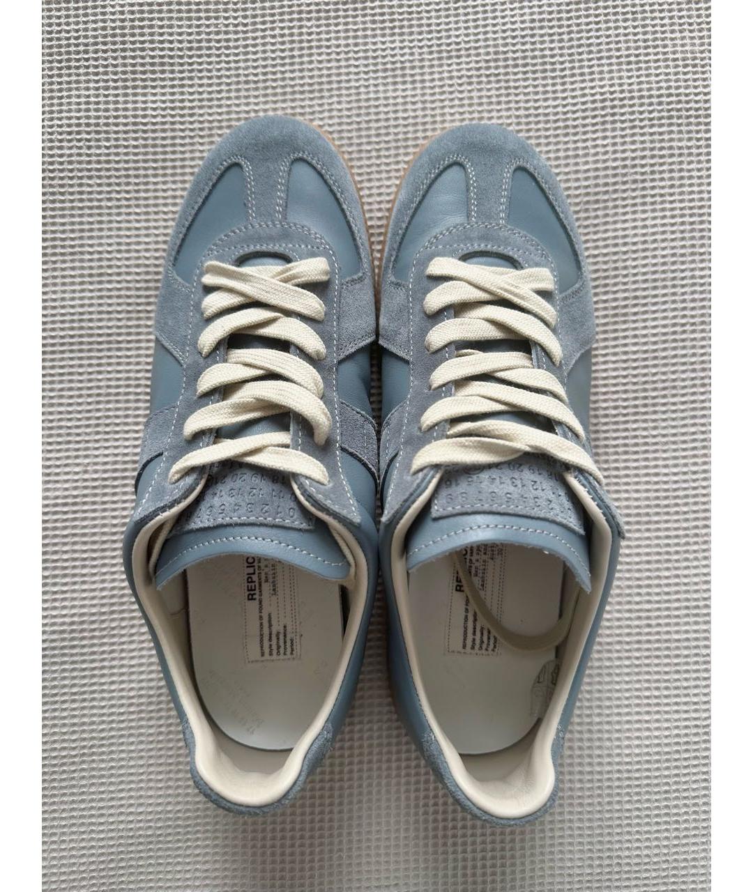 MAISON MARGIELA Голубые кожаные кеды, фото 3